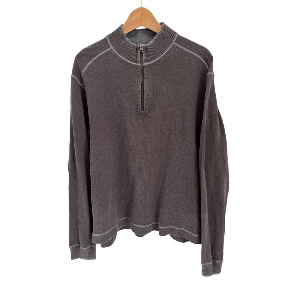 Cutter & Buck Sweatshirt Sweater Cotton Mock-neck 1/4 Zip Structured Size Large